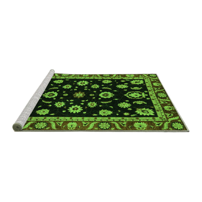 Sideview of Machine Washable Oriental Green Traditional Area Rugs, wshabs3969grn
