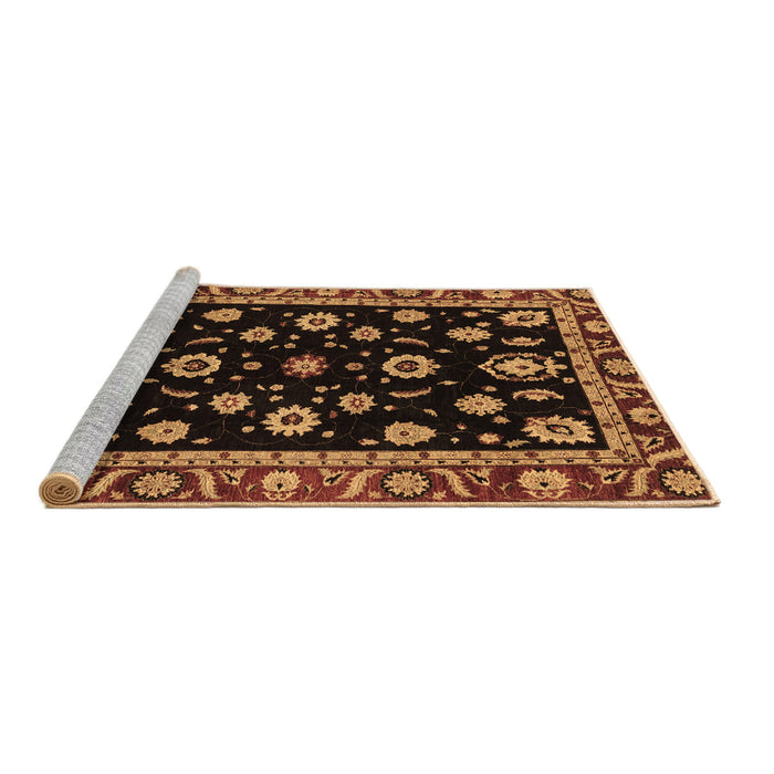 Sideview of Machine Washable Oriental Brown Traditional Rug, wshabs3969brn