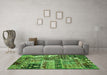 Machine Washable Abstract Green Modern Area Rugs in a Living Room,, wshabs396grn