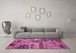 Machine Washable Abstract Pink Modern Rug in a Living Room, wshabs396pnk