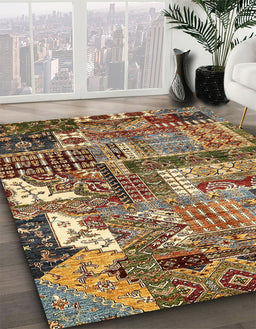 Abstract Red Modern Rug in Family Room, abs396