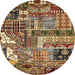 Round Abstract Red Modern Rug, abs396