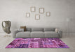 Machine Washable Abstract Purple Modern Area Rugs in a Living Room, wshabs396pur