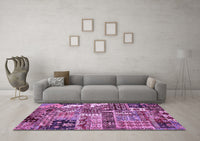 Machine Washable Abstract Purple Modern Rug, wshabs396pur