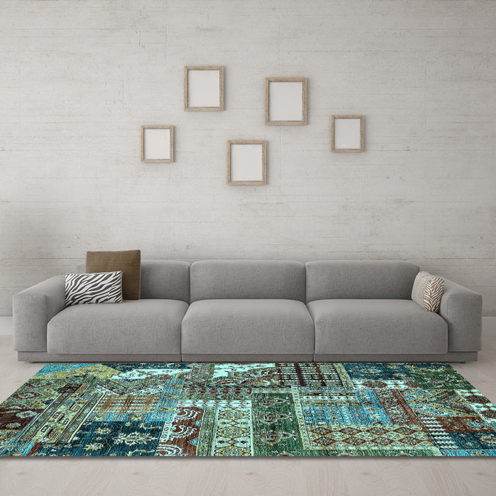 Machine Washable Abstract Light Blue Modern Rug in a Living Room, wshabs396lblu