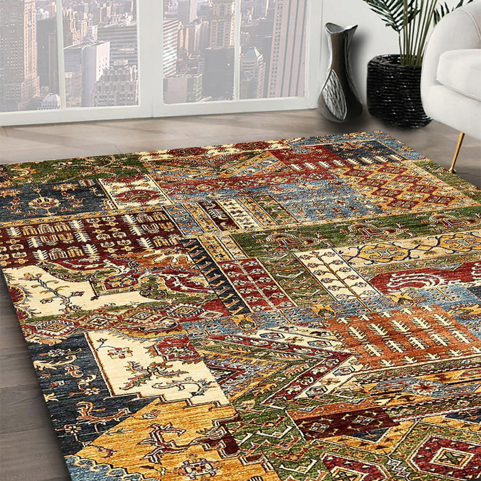 Abstract Red Modern Rug in Family Room, abs396