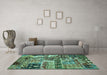 Machine Washable Abstract Turquoise Modern Area Rugs in a Living Room,, wshabs396turq