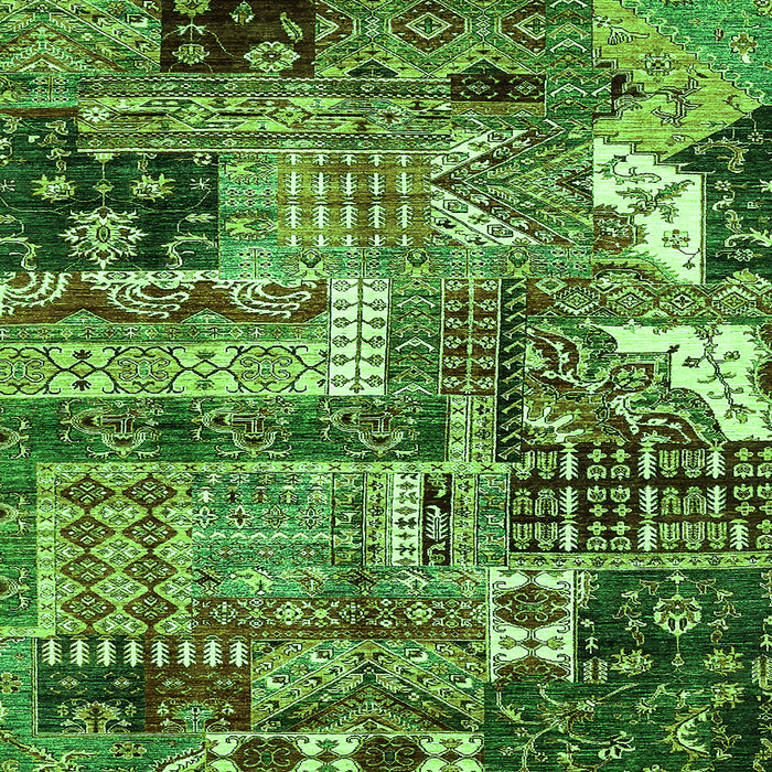 Square Machine Washable Abstract Green Modern Area Rugs, wshabs396grn