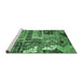 Sideview of Machine Washable Abstract Emerald Green Modern Area Rugs, wshabs396emgrn