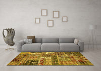 Machine Washable Abstract Yellow Modern Rug, wshabs396yw