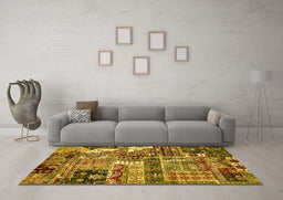 Machine Washable Abstract Yellow Modern Rug in a Living Room, wshabs396yw