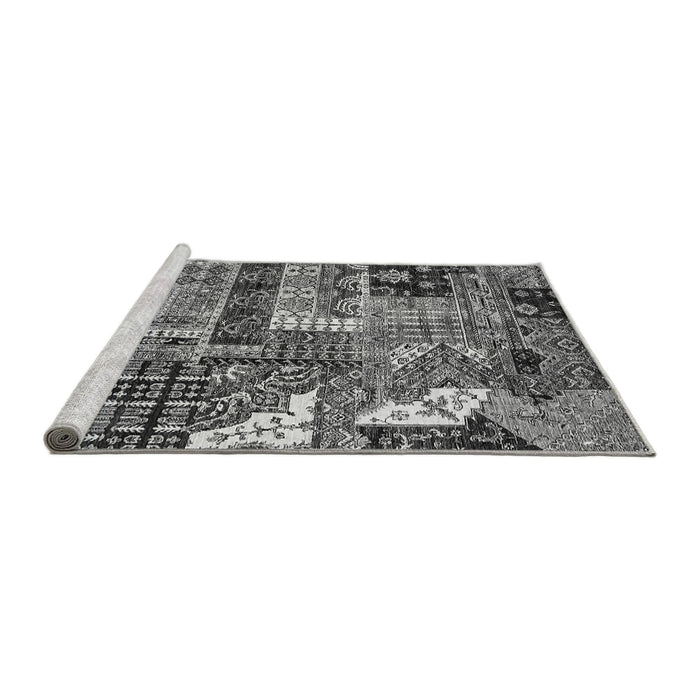 Sideview of Machine Washable Abstract Gray Modern Rug, wshabs396gry