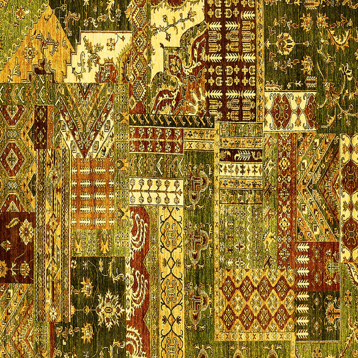 Square Machine Washable Abstract Yellow Modern Rug, wshabs396yw