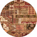 Round Abstract Orange Modern Rug, abs396org