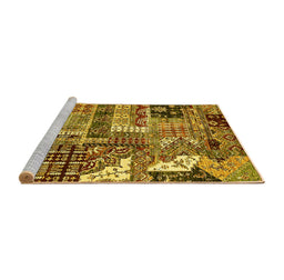Sideview of Machine Washable Abstract Yellow Modern Rug, wshabs396yw