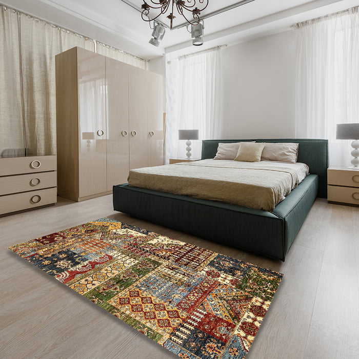 Abstract Red Modern Rug in a Bedroom, abs396