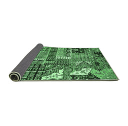 Sideview of Abstract Emerald Green Modern Rug, abs396emgrn