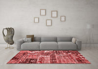 Machine Washable Abstract Red Modern Rug, wshabs396red