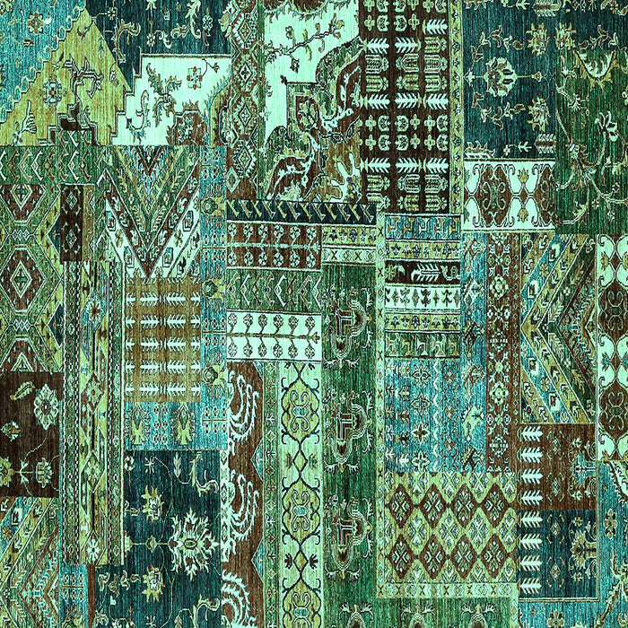 Square Machine Washable Abstract Turquoise Modern Area Rugs, wshabs396turq