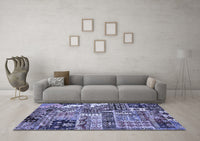 Machine Washable Abstract Blue Modern Rug, wshabs396blu