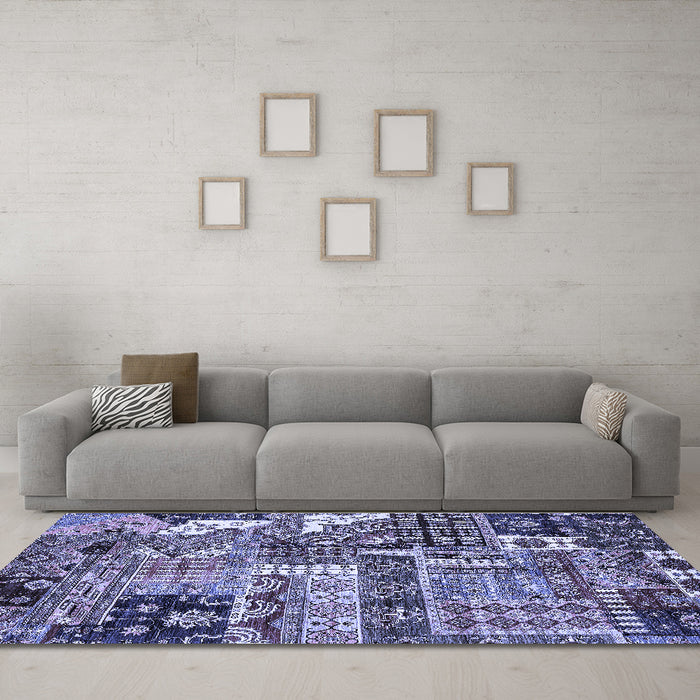 Machine Washable Abstract Blue Modern Rug in a Living Room, wshabs396blu