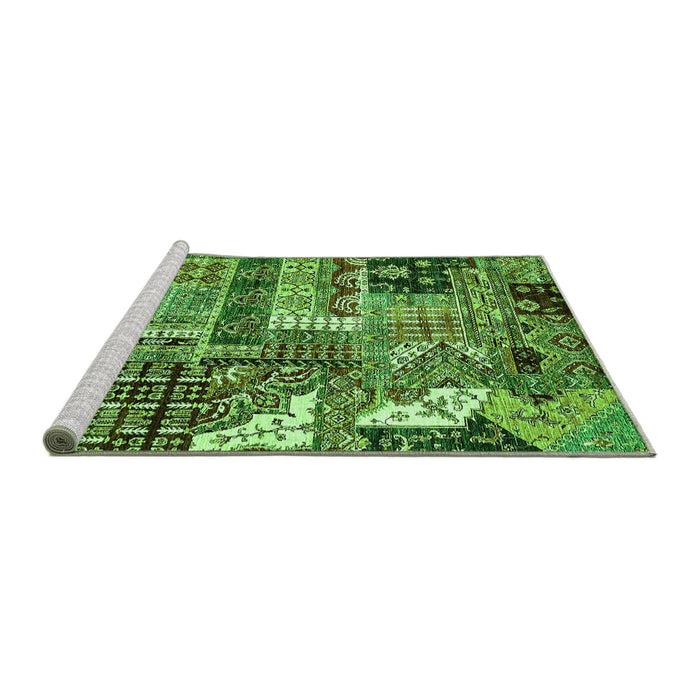 Sideview of Machine Washable Abstract Green Modern Area Rugs, wshabs396grn