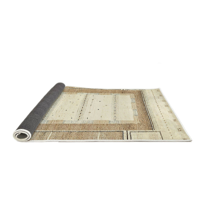 Sideview of Abstract Brownish Green Solid Rug, abs397