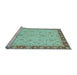 Sideview of Machine Washable Oriental Light Blue Traditional Rug, wshabs3970lblu