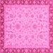 Square Machine Washable Oriental Pink Traditional Rug, wshabs3970pnk