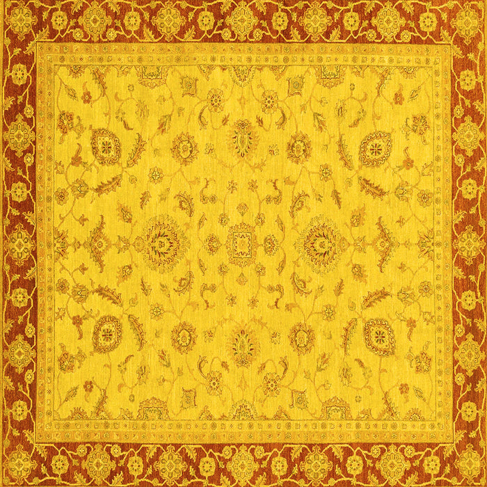 Square Machine Washable Oriental Yellow Traditional Rug, wshabs3970yw