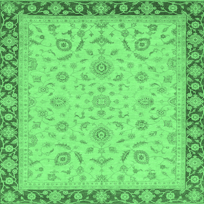Square Machine Washable Oriental Emerald Green Traditional Area Rugs, wshabs3970emgrn