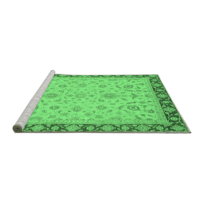 Sideview of Machine Washable Oriental Emerald Green Traditional Area Rugs, wshabs3970emgrn