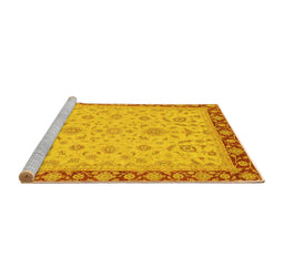 Sideview of Machine Washable Oriental Yellow Traditional Rug, wshabs3970yw