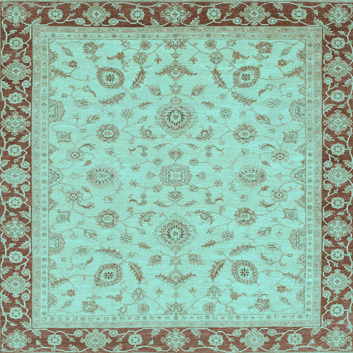 Square Machine Washable Oriental Light Blue Traditional Rug, wshabs3970lblu