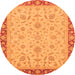 Round Machine Washable Oriental Orange Traditional Area Rugs, wshabs3970org