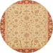 Round Machine Washable Abstract Orange Rug, wshabs3970