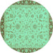 Round Oriental Turquoise Traditional Rug, abs3970turq