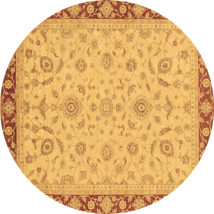 Round Machine Washable Oriental Brown Traditional Rug, wshabs3970brn