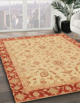 Machine Washable Abstract Orange Rug in a Family Room, wshabs3970