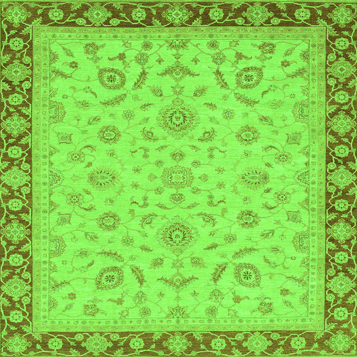 Square Machine Washable Oriental Green Traditional Area Rugs, wshabs3970grn