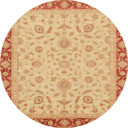 Round Abstract Orange Oriental Rug, abs3970