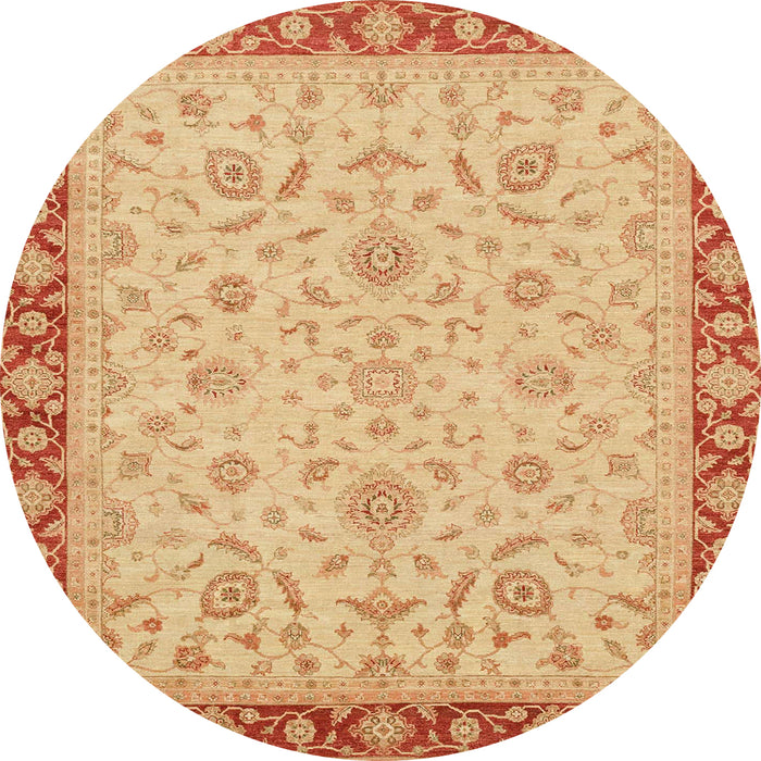 Round Abstract Orange Oriental Rug, abs3970