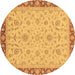 Round Oriental Brown Traditional Rug, abs3970brn