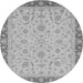 Round Machine Washable Oriental Gray Traditional Rug, wshabs3970gry