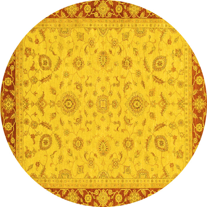 Round Oriental Yellow Traditional Rug, abs3970yw