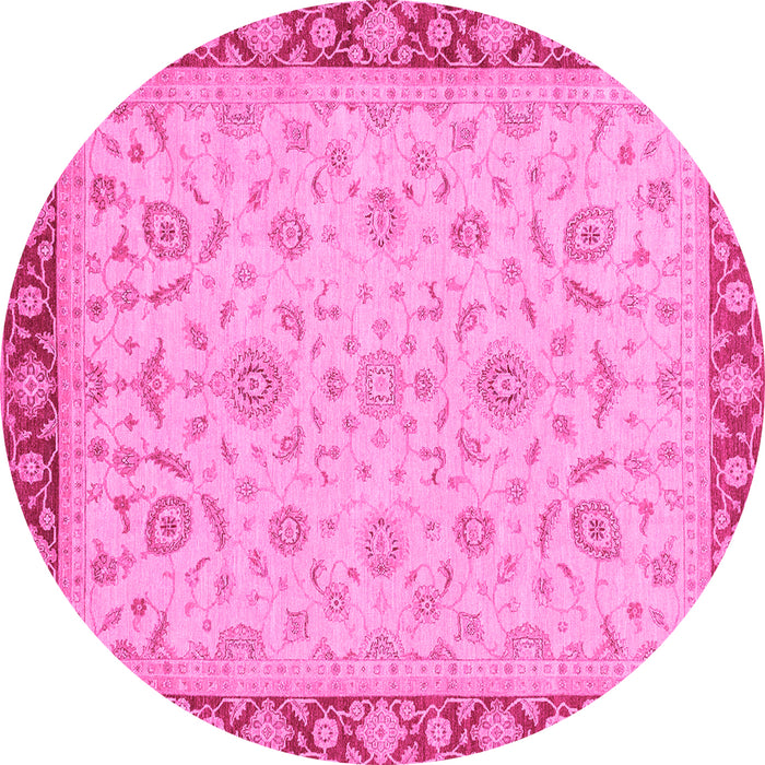 Round Oriental Pink Traditional Rug, abs3970pnk