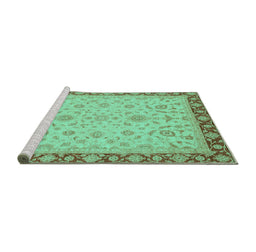 Sideview of Machine Washable Oriental Turquoise Traditional Area Rugs, wshabs3970turq