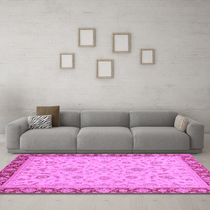 Machine Washable Oriental Purple Traditional Area Rugs in a Living Room, wshabs3970pur