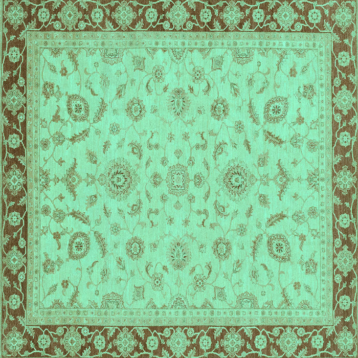 Square Machine Washable Oriental Turquoise Traditional Area Rugs, wshabs3970turq