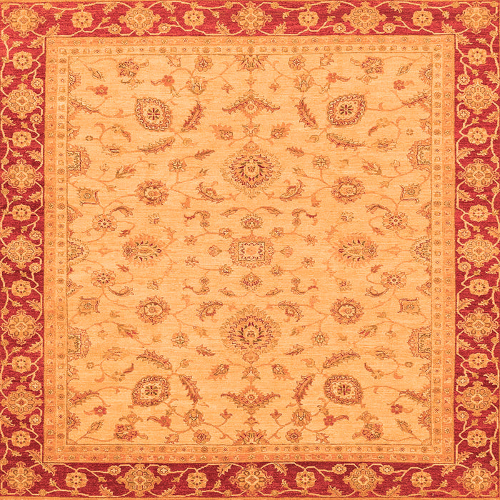 Square Machine Washable Oriental Orange Traditional Area Rugs, wshabs3970org